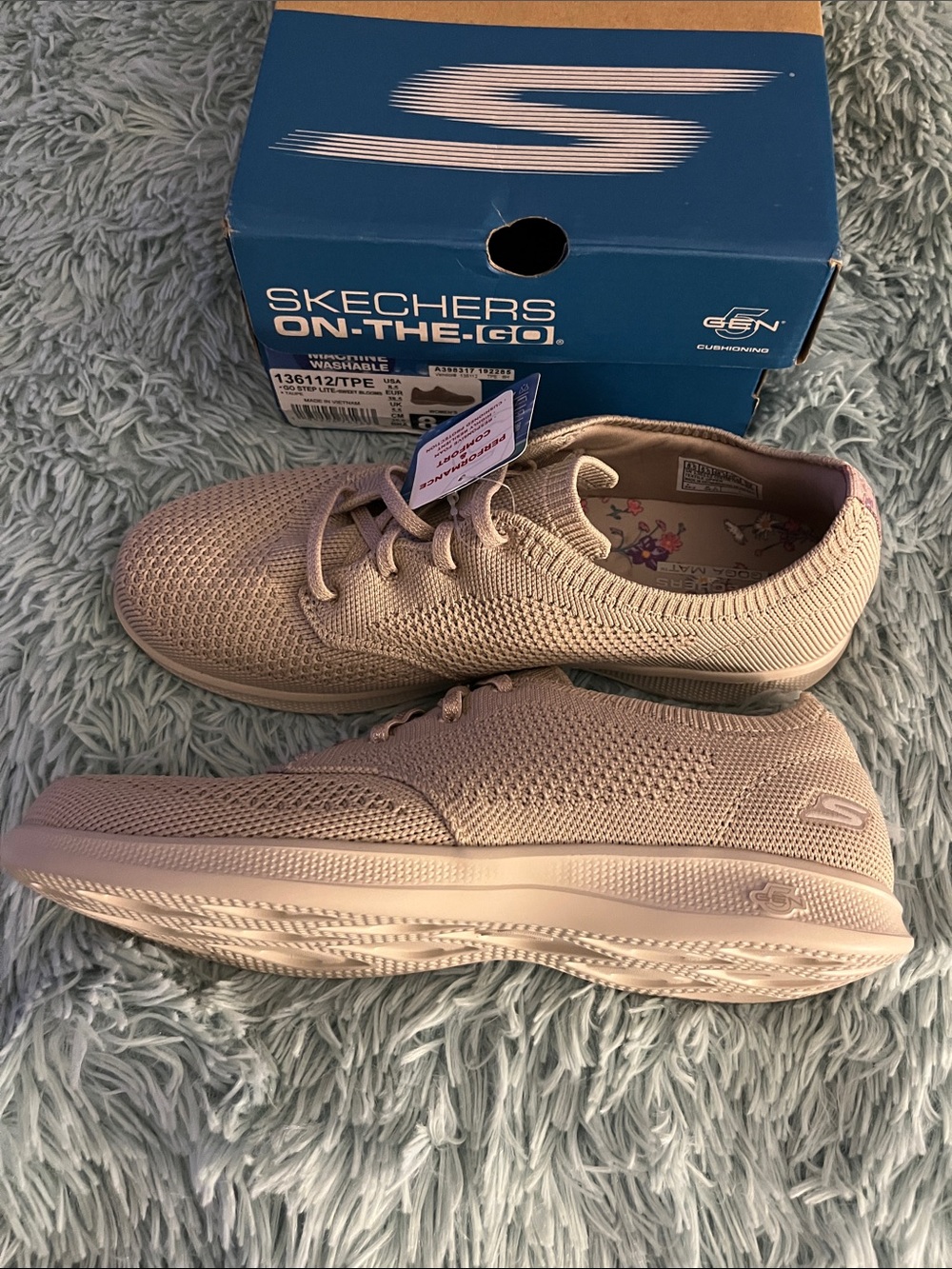 SKECHERS GO STEP LIGHT NIB Women's Knit Lace-Up Sneakers - Taupe Size 8.5 - Picture 7 of 9